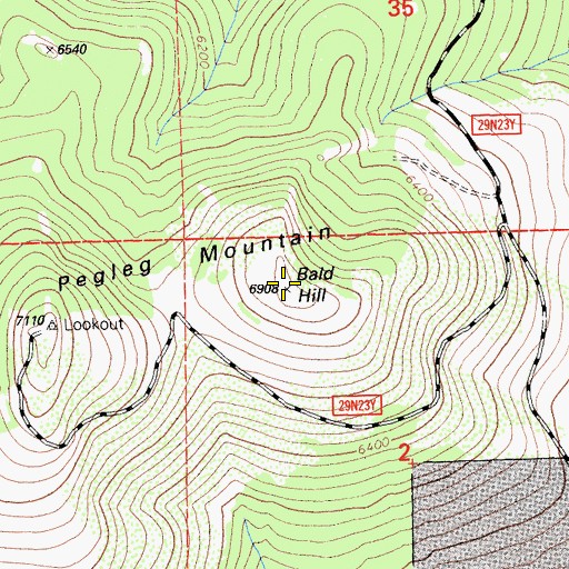 Topographic Map of Bald Hill, CA