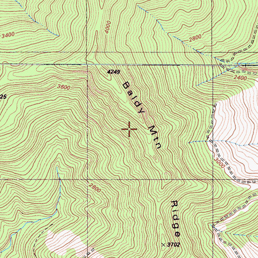 Topographic Map of Baldy Mountain Ridge, CA