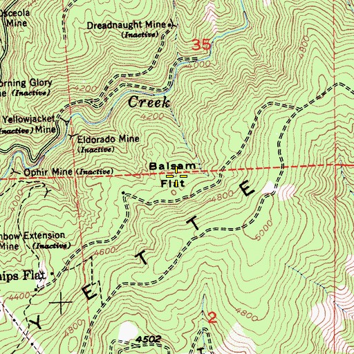 Topographic Map of Balsam Flat, CA