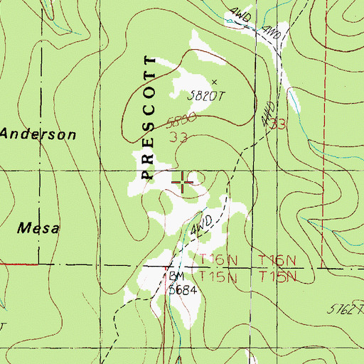 Topographic Map of Anderson Mesa, AZ