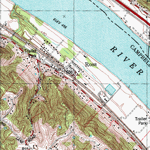 Topographic Map of Ross Railroad Station (historical), KY
