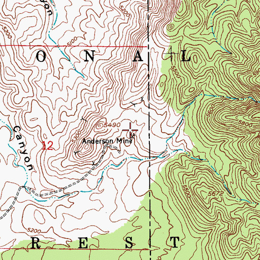 Topographic Map of Anderson Mine, AZ