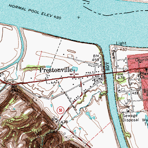Topographic Map of Prestonville Post Office (historical), KY
