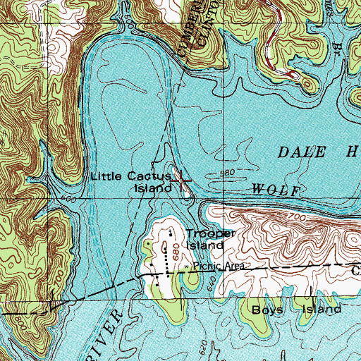 Topographic Map of Little Cactus Island, KY