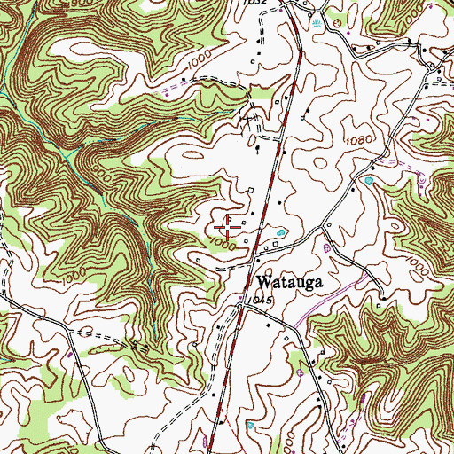 Topographic Map of Piney Woods, KY