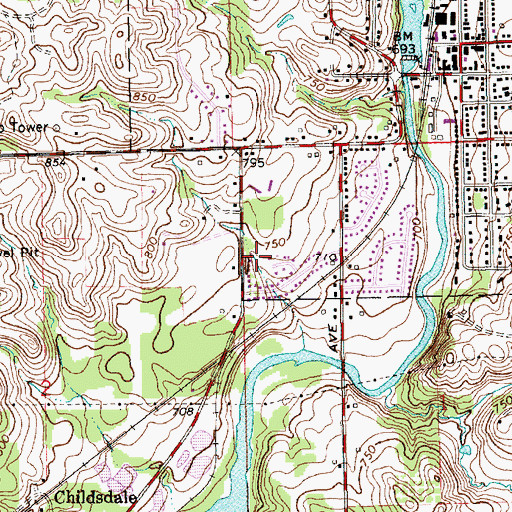 Topographic Map of Cahill Park, MI