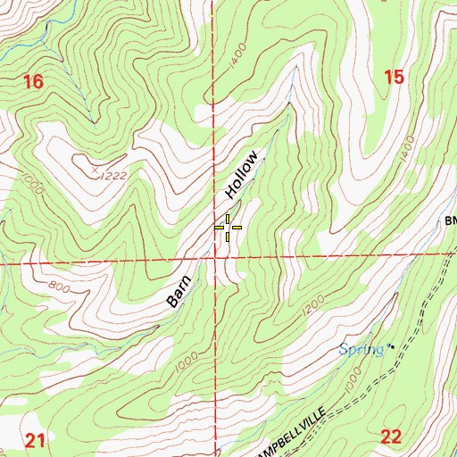 Topographic Map of Barn Hollow, CA
