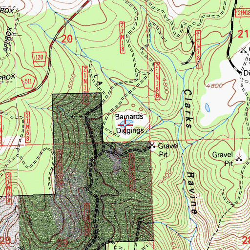 Topographic Map of Barnards Diggings, CA