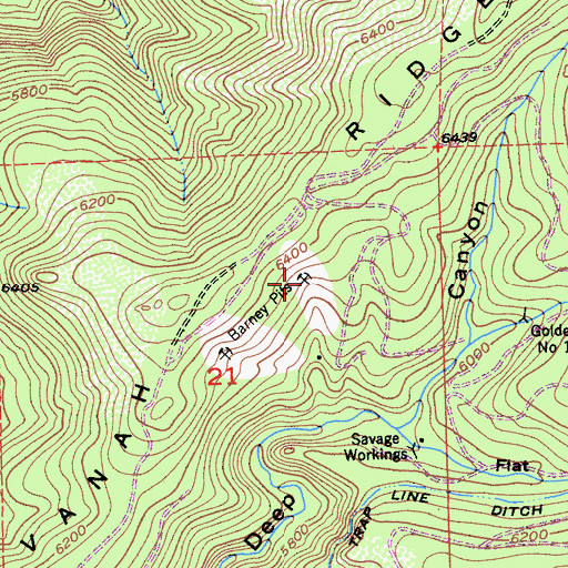 Topographic Map of Barney Pits, CA