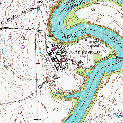 Topographic Map of Danville Youth Development Center, KY