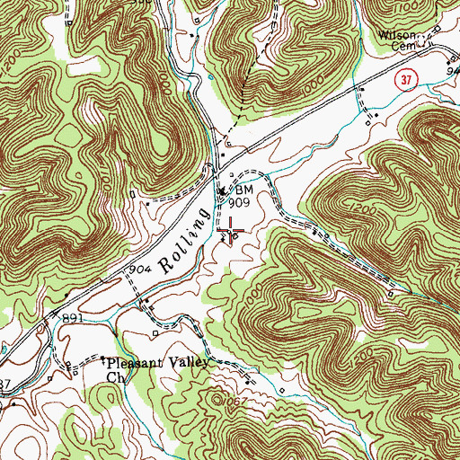 Topographic Map of Pleasant Run Baptist Church (historical), KY