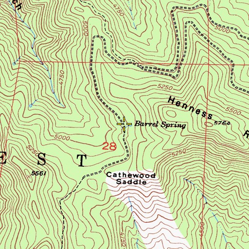 Topographic Map of Barrel Spring, CA