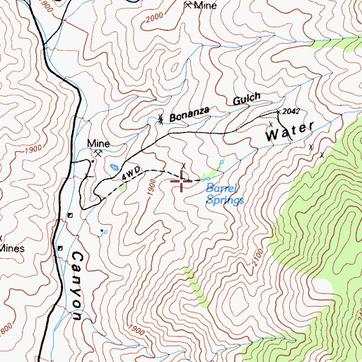 Topographic Map of Barrel Springs, CA