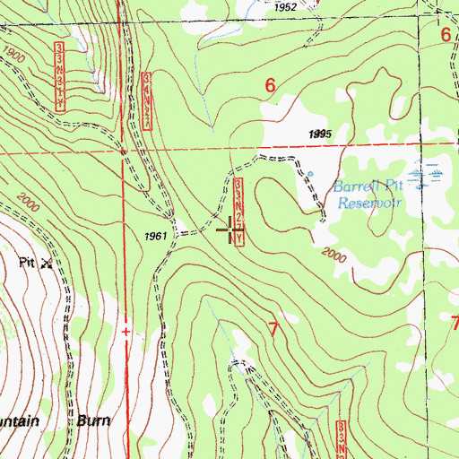 Topographic Map of Barrell Pit Reservoir, CA