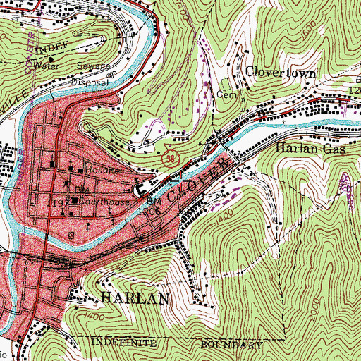 Topographic Map of Baker Branch, KY