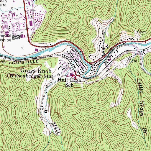 Topographic Map of Bennett Railroad Station (historical), KY