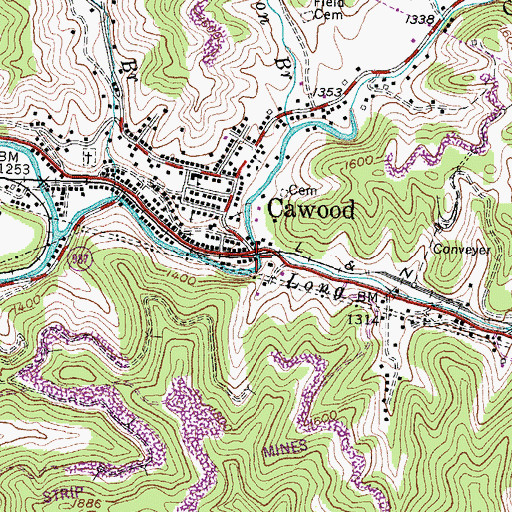 Topographic Map of Cato Railroad Station (historical), KY