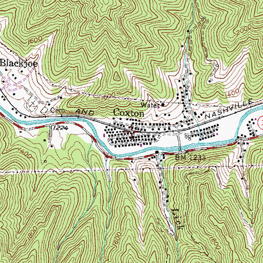 Topographic Map of Coxton Post Office (historical), KY