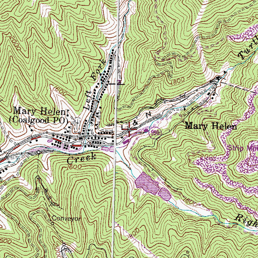 Topographic Map of Merna Railroad Station (historical), KY