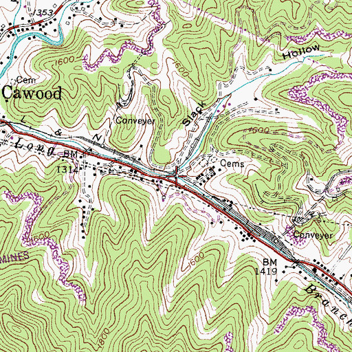 Topographic Map of Mill River Railroad Station (historical), KY