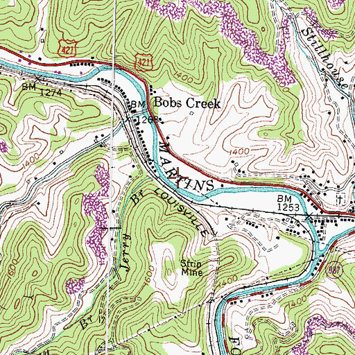 Topographic Map of Popeville Railroad Station (historical), KY