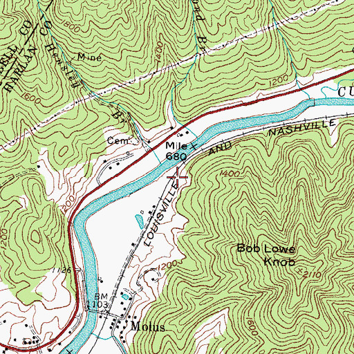 Topographic Map of Wilkes Railroad Station (historical), KY