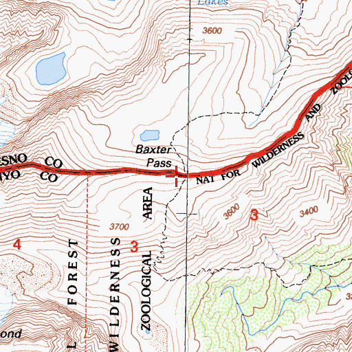 Topographic Map of Baxter Pass, CA
