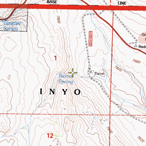 Topographic Map of Baxter Spring, CA