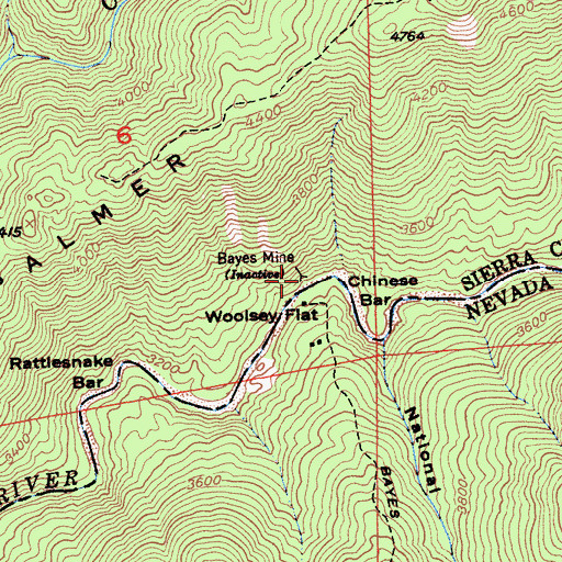Topographic Map of Bayes Mine, CA