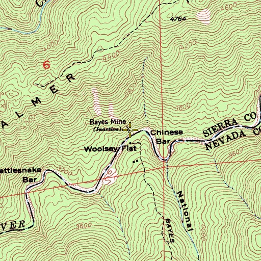 Topographic Map of Bayes Mine, CA