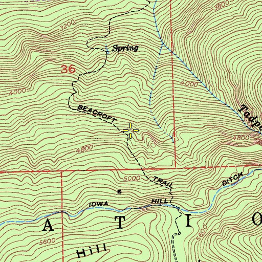 Topographic Map of Beacroft Trail, CA