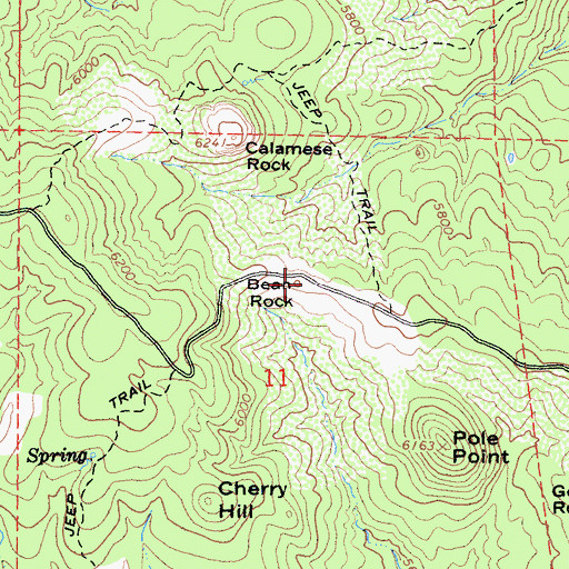 Topographic Map of Bean Rock, CA
