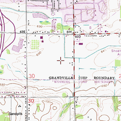 Topographic Map of Grandville Middle School, MI
