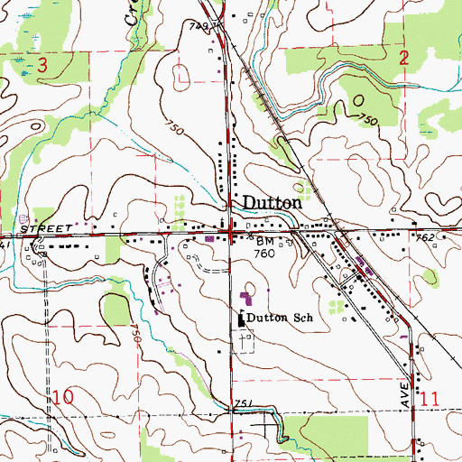 Topographic Map of Dutton Post Office (historical), MI