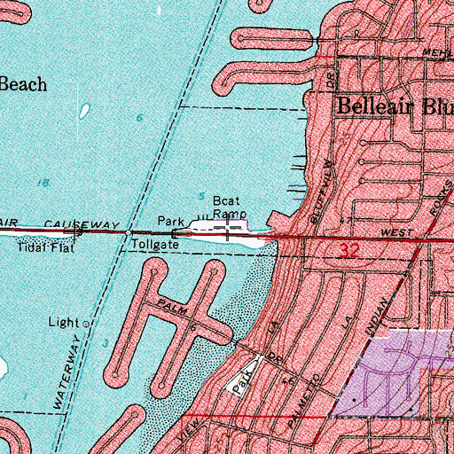 Topographic Map of Belleair Boat Ramp Park, FL