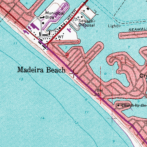 Topographic Map of Medeira Beach Access, FL