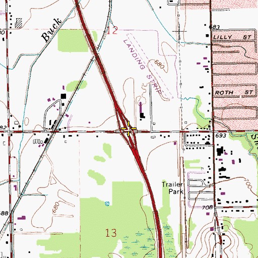 Topographic Map of Interchange 75, MI