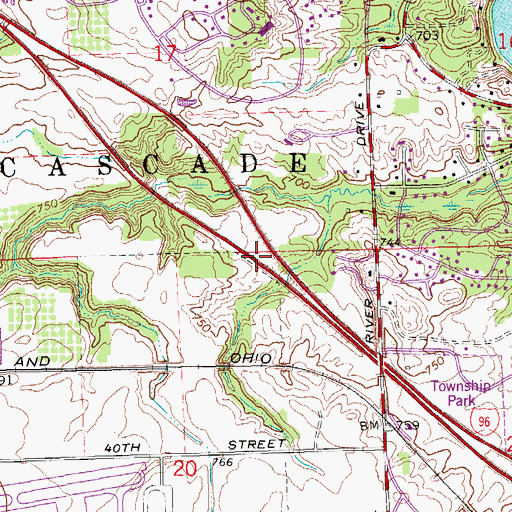 Topographic Map of Interchange 44, MI