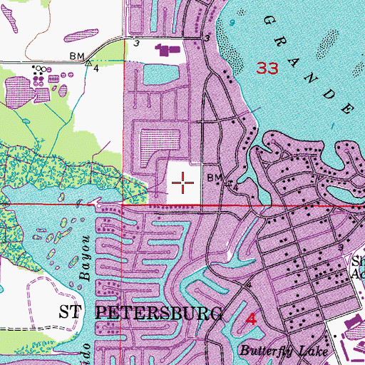 Topographic Map of Denver Park, FL