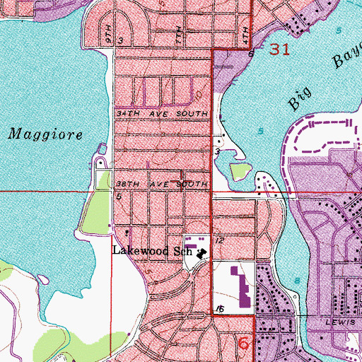 Topographic Map of Lakewood Terrace Neighborhood Park, FL
