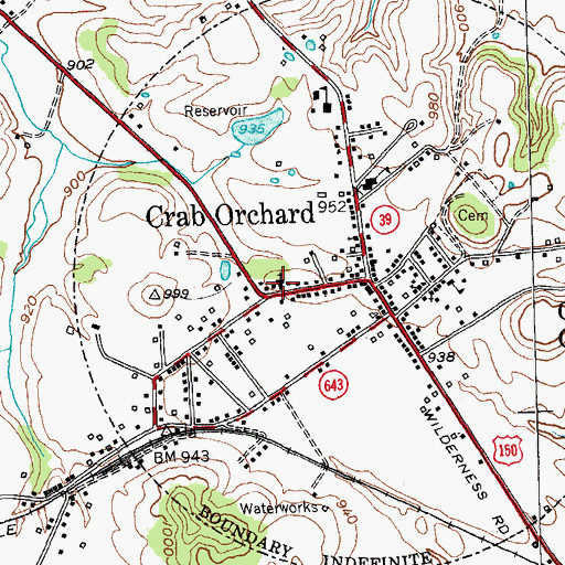 Topographic Map of Crab Orchard Baptist Church (historical), KY