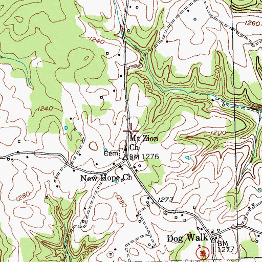 Topographic Map of Holdams Mill (historical), KY