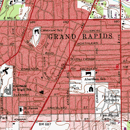 Topographic Map of Barber Briggs Historical Marker, MI