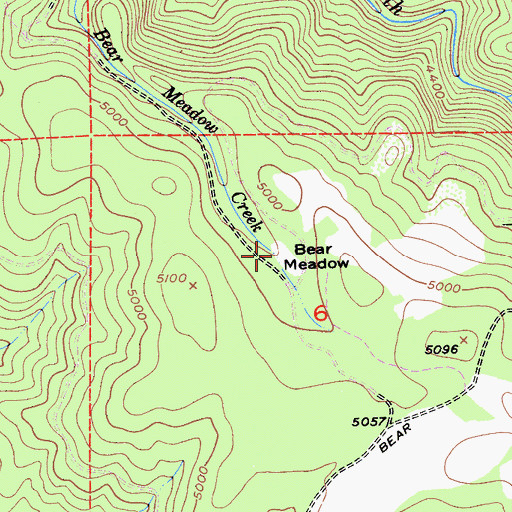 Topographic Map of Bear Meadow, CA