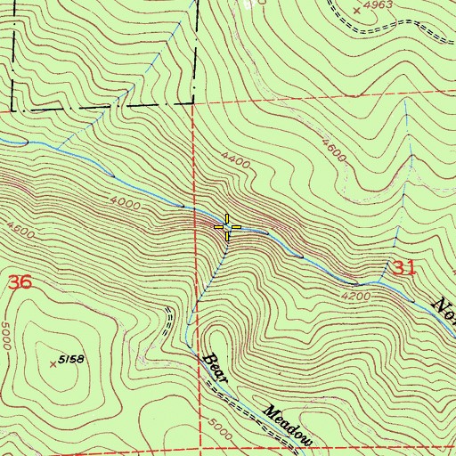 Topographic Map of Bear Meadow Creek, CA