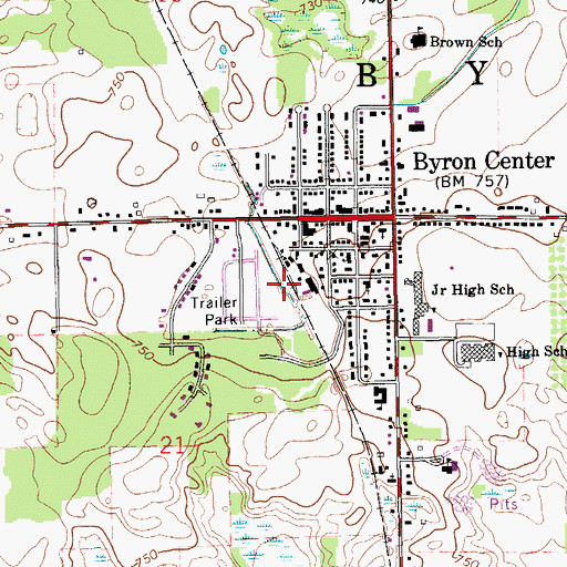 Topographic Map of Byron Center Station (historical), MI