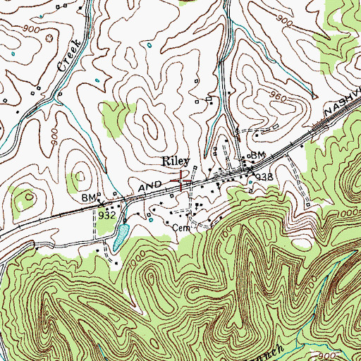 Topographic Map of Rileys Railroad Station (historical), KY