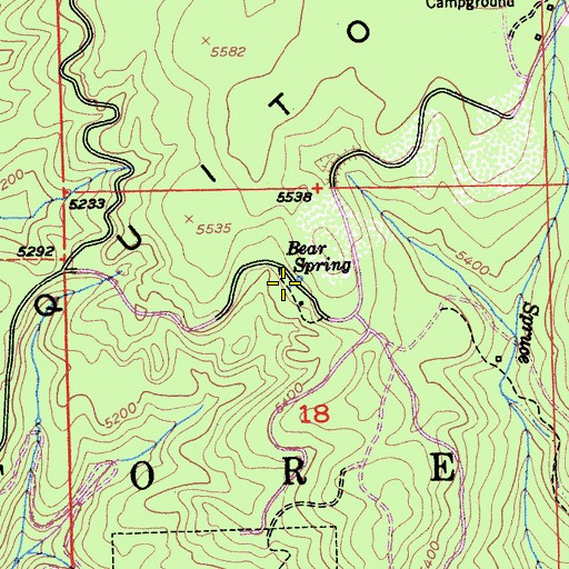 Topographic Map of Bear Spring, CA