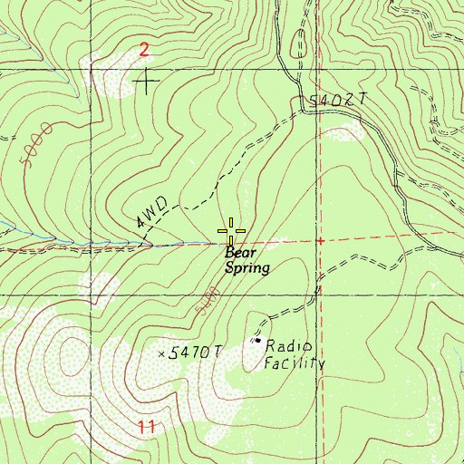 Topographic Map of Bear Spring, CA
