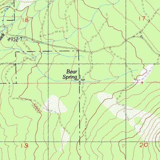 Topographic Map of Bear Spring, CA